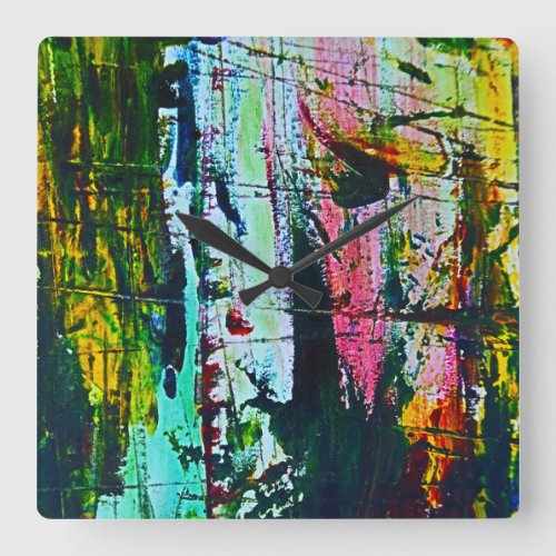 Stained Glass effect modern abstract art Square Wall Clock