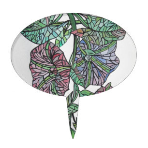 Stained Glass Effect Morning Glory September Birth Cake Topper