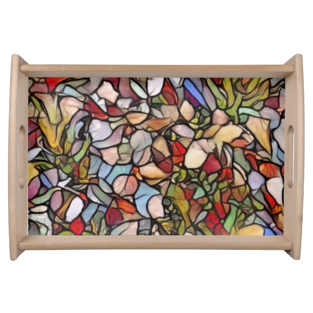 Stained Glass Effect On Fall Leaves  Serving Tray (Front)