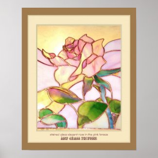 Stained glass elegant rose Wall interior art print