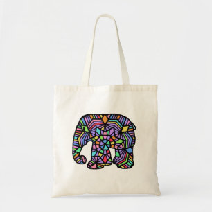STAINED GLASS ELEPHANT TOTE BAG