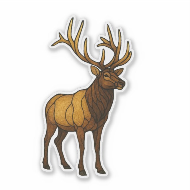 Stained Glass Elk Sticker (Front)