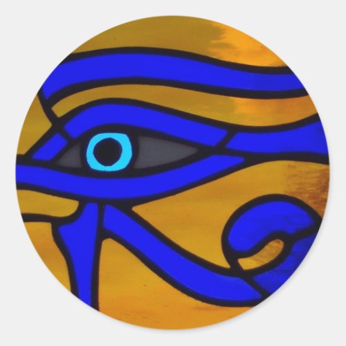 Stained Glass Eye of Horus Classic Round Sticker