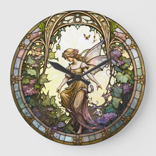 Stained Glass Fairy Design Clock