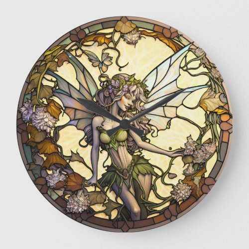Stained Glass Fairy Design Clock