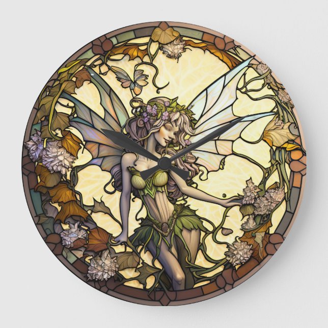 Stained Glass Fairy Design Clock (Front)