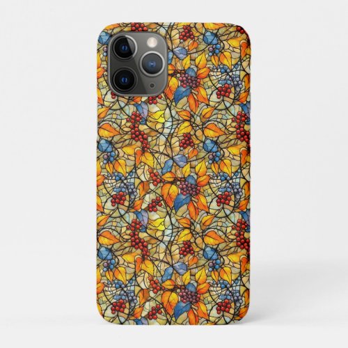 Stained Glass Fall Leave Pattern iPhone 11 Pro Case