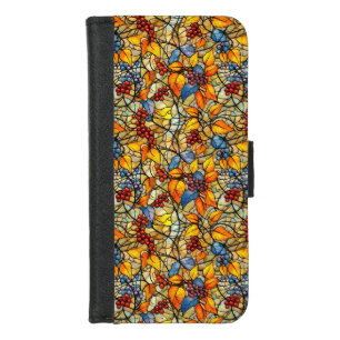 Stained Glass Fall Leave Pattern iPhone 8/7 Wallet Case