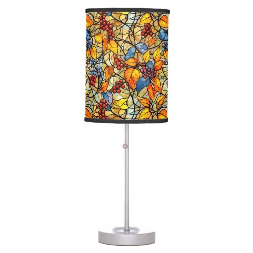 Stained Glass Fall Leave Pattern Table Lamp