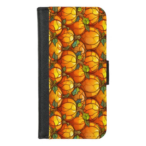 Stained Glass Fall Pumpkin Field  iPhone 8/7 Wallet Case