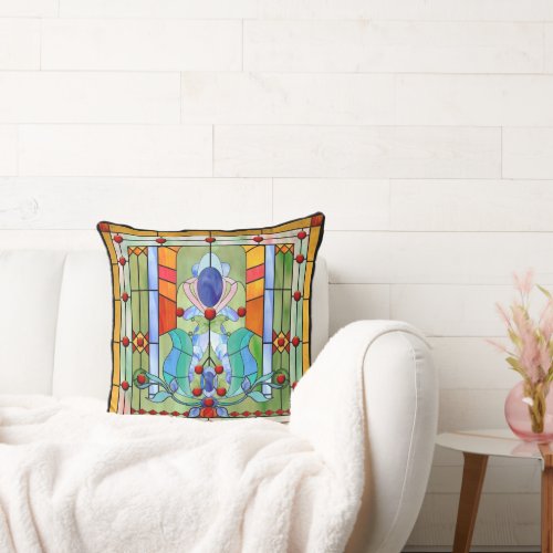 Stained Glass Fantasy Throw Pillow