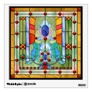 Wallmonkeys WM255485 Virgin Mary and Jesus Stained Glass Peel and Stick Wall Decals 30 in H x 20 in W Medium-Large 