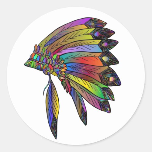 Stained Glass Faux Headdress NAHM Classic Round Sticker