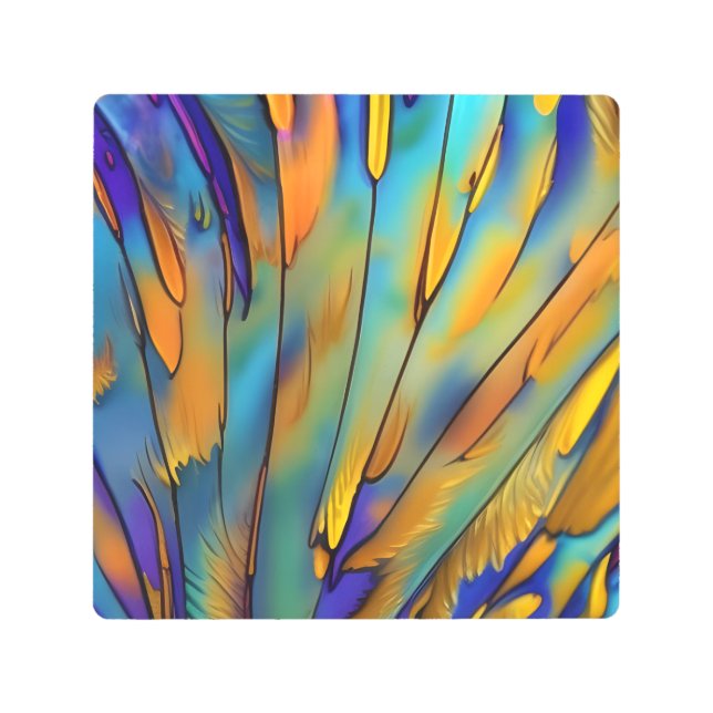 Stained Glass Feather AI Abstract Art   (Front)