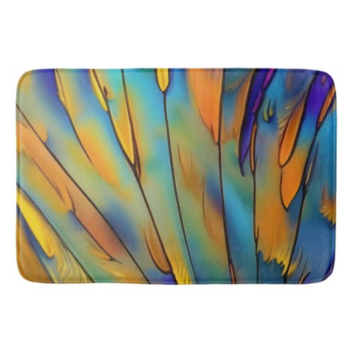 Stained Glass Feather AI Abstract Art Bath Mat