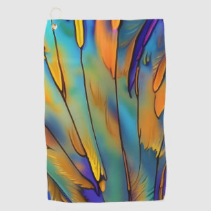 Stained Glass Feather AI Abstract Art Golf Towel