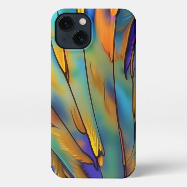 Stained Glass Feather AI Abstract Art   iPhone Case (Back)
