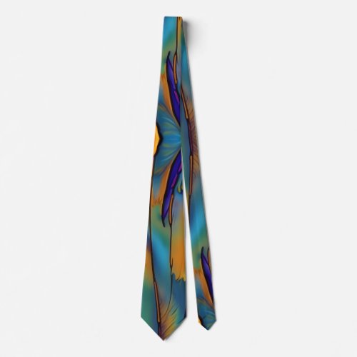Stained Glass Feather AI Abstract Art  Neck Tie