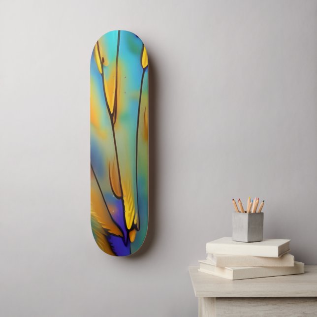 Stained Glass Feather AI Abstract Art  Skateboard (Wall Art)