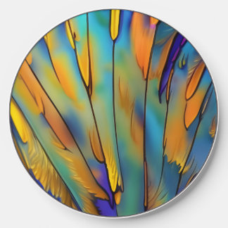 Stained Glass Feather AI Abstract Art  Wireless Charger