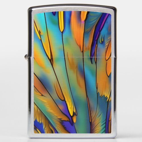 Stained Glass Feather AI Abstract Art  Zippo Lighter
