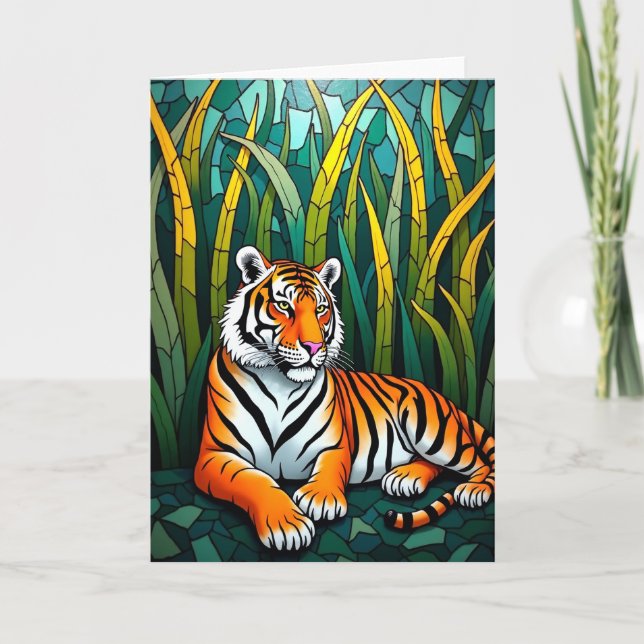 Stained Glass Feline Fathers Day Card (Front)