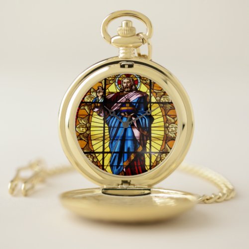 Stained Glass figures Pocket Watch