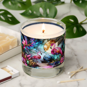 Stained Glass Flamingo Moon Garden Scented Candle