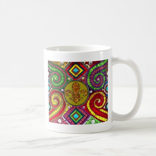 Stained Glass Fleur De Lis Abstract Coffee Mug