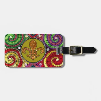 Stained Glass Fleur De Lis Abstract Luggage Tag by Lorriscustomart at Zazzle