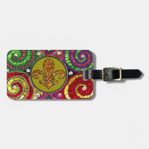 Stained Glass Fleur De Lis Abstract Luggage Tag