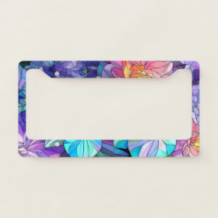 Stained Glass Floral Art orchid License Plate Frame