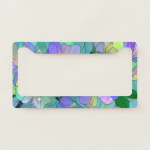 Stained Glass Floral Art pastel Accessory License Plate Frame