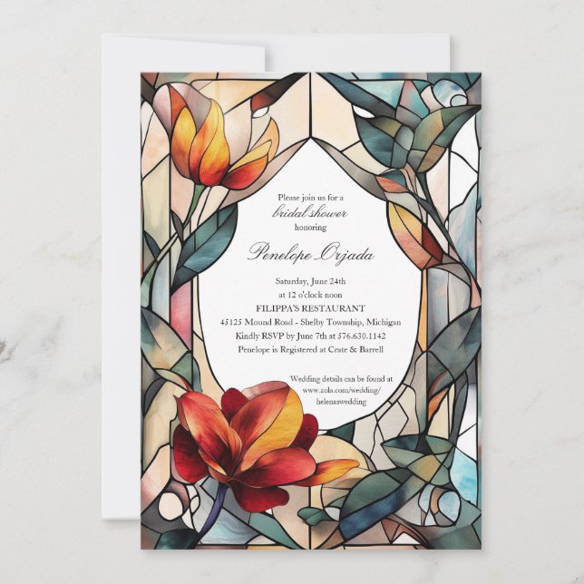 Stained Glass Floral Bridal Shower Invitation (Front)