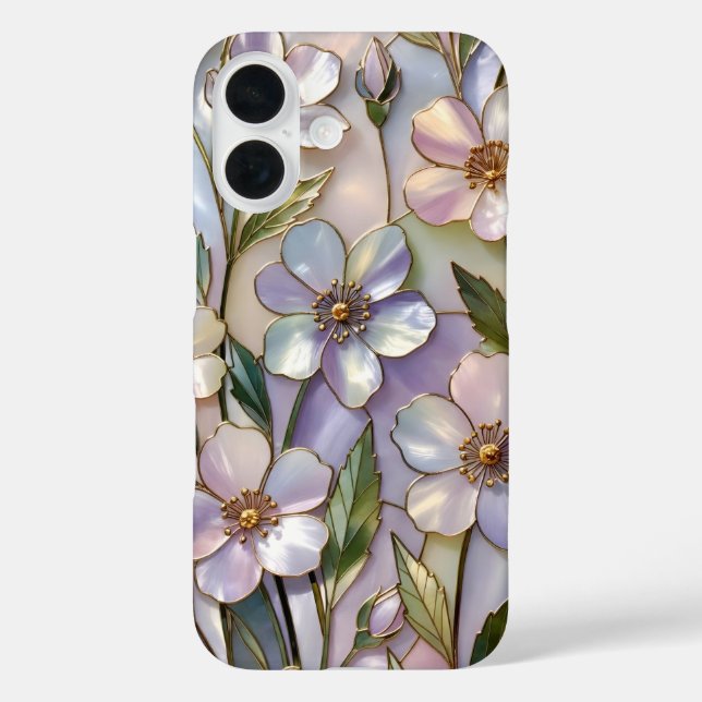 Stained Glass Floral iPhone Case Pastel Lavender (Back)