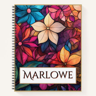 Stained Glass Floral Kaleidoscope of Brilliance Notebook