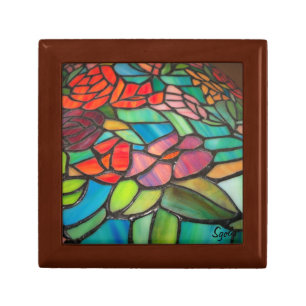Stained Glass Floral Keepsake Box