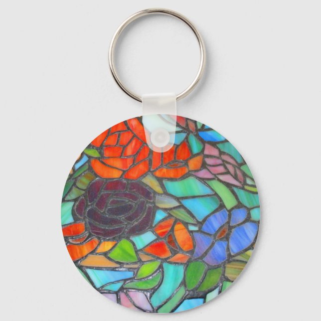 Stained Glass Floral Keychain (Front)