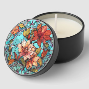 Stained Glass Floral Mosaic Art Design Mini Candle Favors