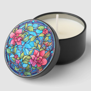 Stained Glass Floral Mosaic Art Design Mini Candle Favors