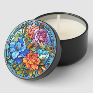 Stained Glass Floral Mosaic Art Design Mini Candle Favors