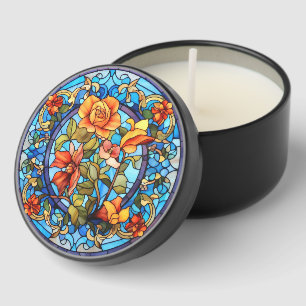 Stained Glass Floral Mosaic Art Design Mini Candle Favors
