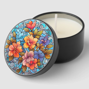 Stained Glass Floral Mosaic Art Design Mini Candle Favors
