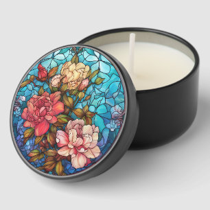 Stained Glass Floral Mosaic Art Design Mini Candle Favors