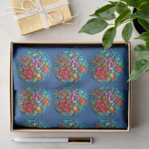 Stained Glass Floral Mosaic Art Design Tissue Paper