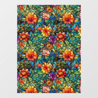 Stained Glass Floral Seamless Pattern Window Cling