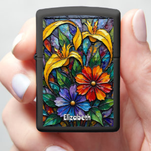 Stained Glass Floral Still Life Zippo Lighter