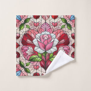 Stained glass floral Valentine's day Wash Cloth
