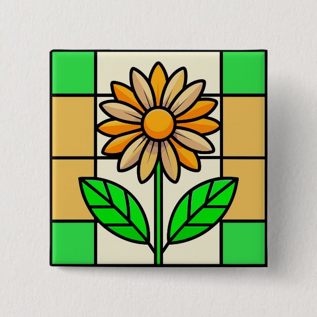 Stained Glass Flower Button (Front)