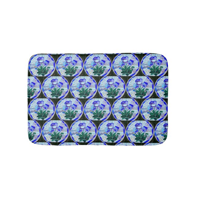 stained glass flower circles pattern bathroom mat (Front)